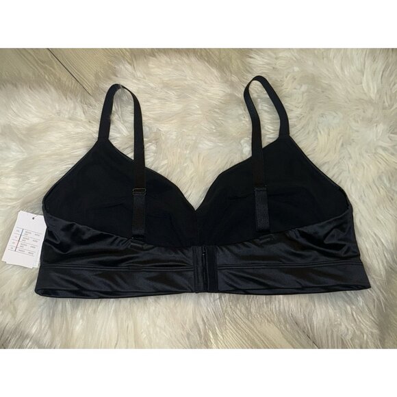 Auden Unlined Triangle Bralette Bra Satin WF Womens XXL 2XLarge Black New Nwt - Picture 4 of 7